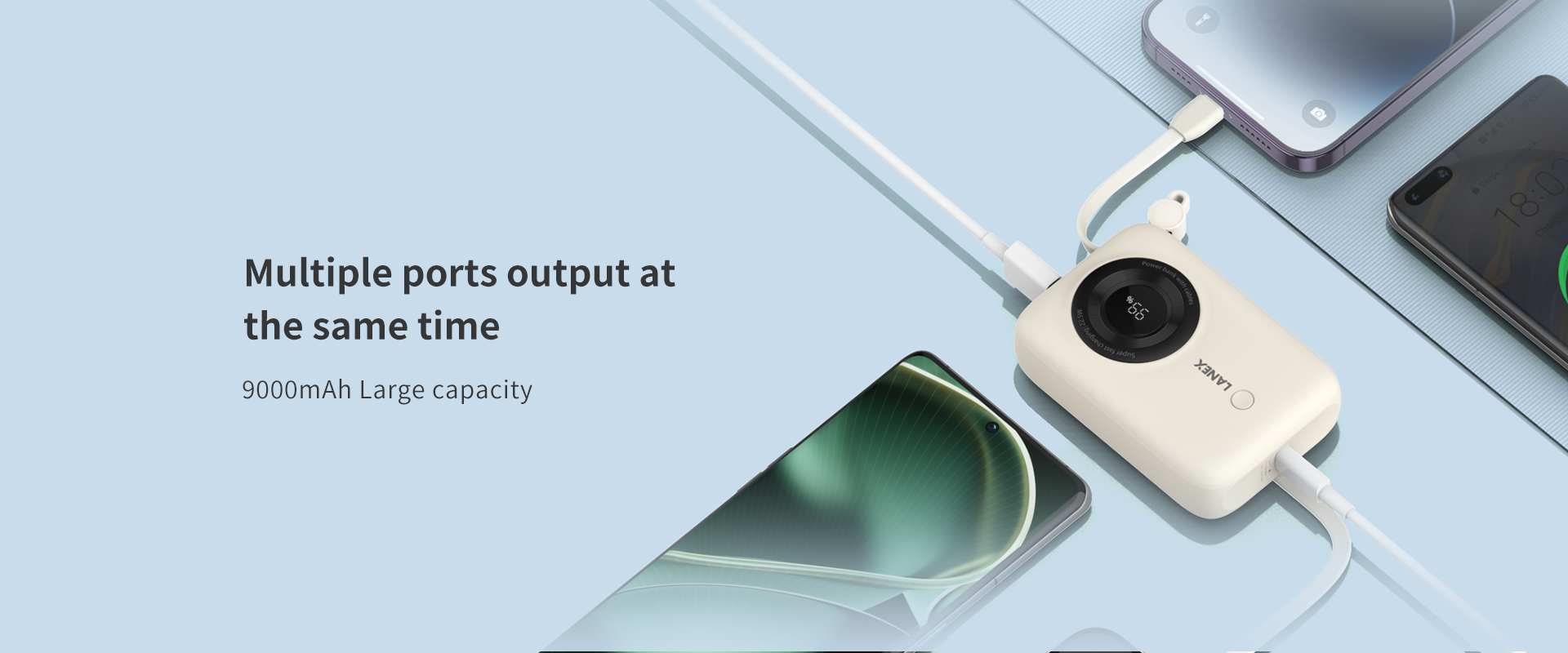 LANEX POWER BANK N11 BUILT-IN CABLE 10000mAh 22.5W + PD20W SUPER FAST CHARGING POWER BANK