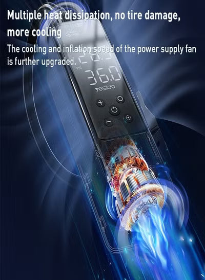 Mini Car Inflator Pump, Portable Wired Air Pump Inflator Compressor, Yesido VC05