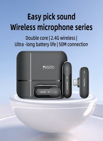 YESIDO KR17 2 in 1 Type-C Wireless Microphone with Charging Box