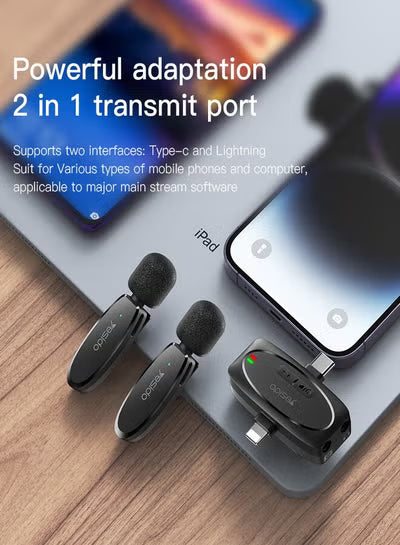 KR15 portable 360 pickup voice IP Type-c 2 in 1 transmit port 2 wireless MEMS Microphone