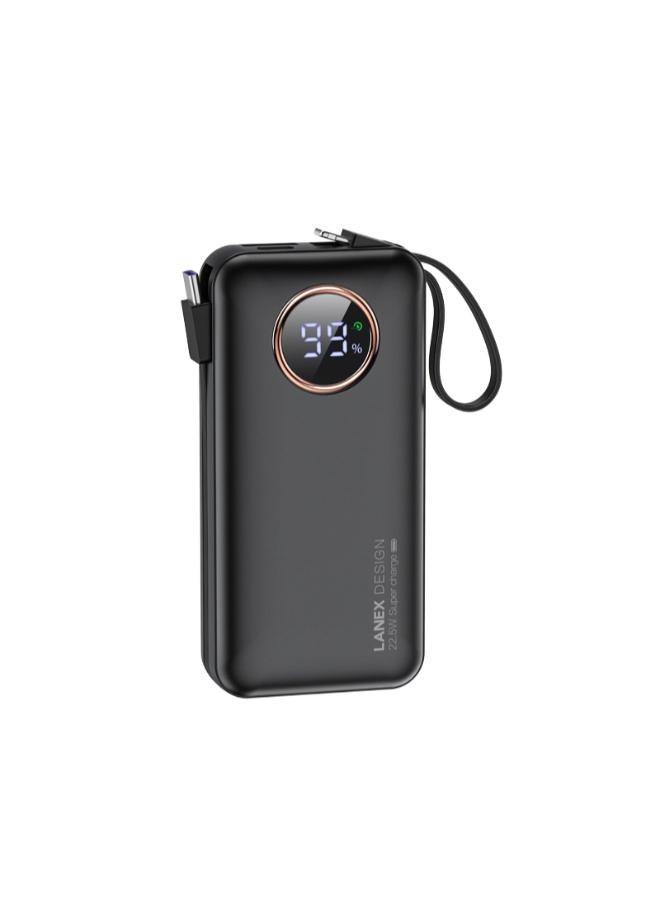 LANEX POW-N5 - 22.5W+ PD20W MINI SIZE FAST CHARGING POWER BANK 10000MAH WITH CABLE - BLACK
