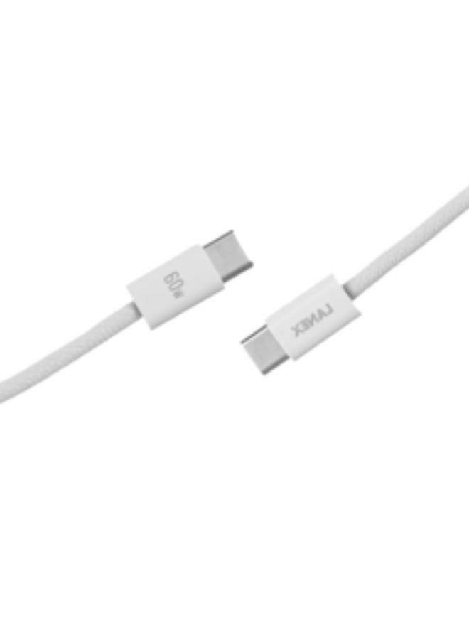 Lanex LS45CC PD Super Fast Data Transmission And Charging Cable 60 Watt , Type - C To Type - C , 2 Meter Made Of Premum Quality - White