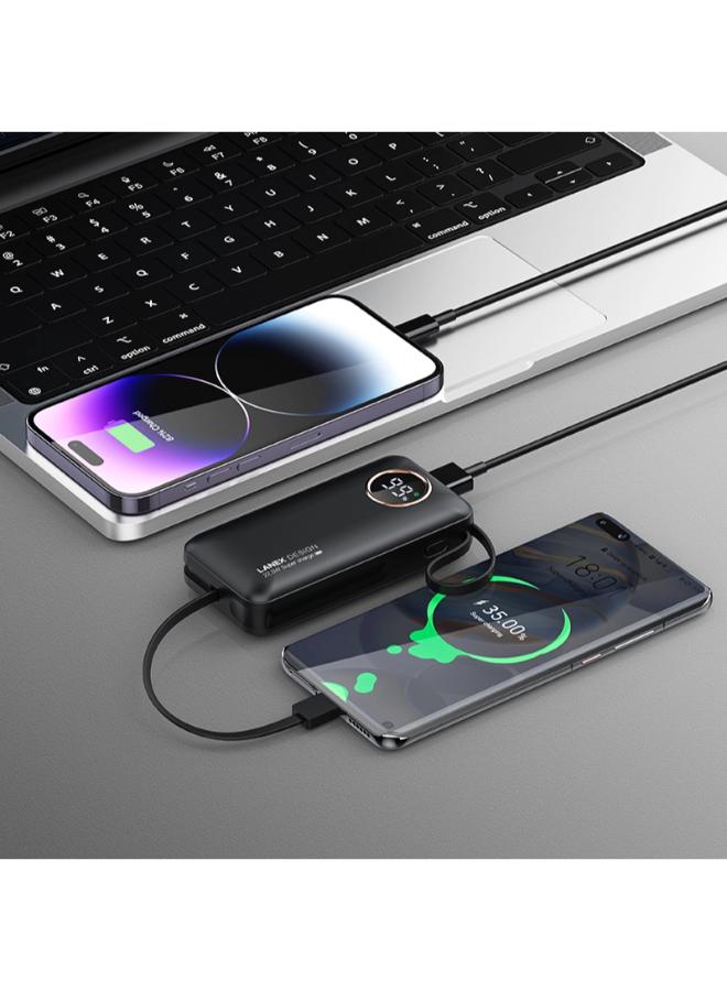 LANEX POW-N5 - 22.5W+ PD20W MINI SIZE FAST CHARGING POWER BANK 10000MAH WITH CABLE - BLACK