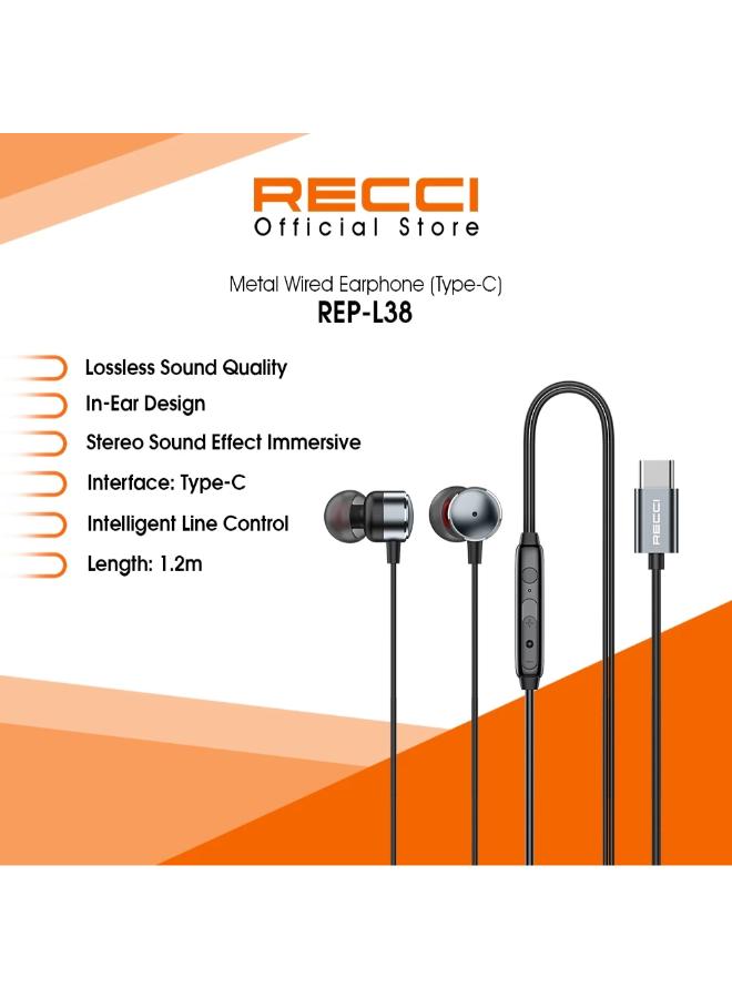 RECCI Metal Type-C Wired Earphone REP-L38