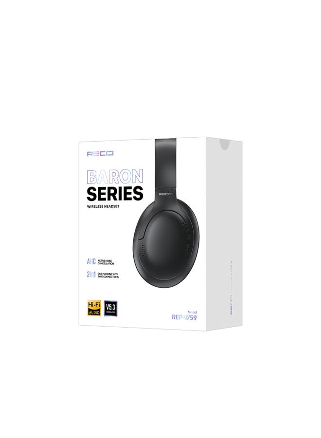 Recci REP-W59 Baron Series ANC Featured FM Support Adjustable Over-Ear Bluetooth Headphones