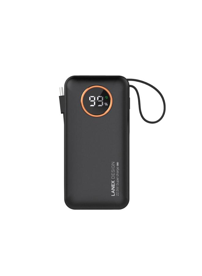 LANEX POW-N5 - 22.5W+ PD20W MINI SIZE FAST CHARGING POWER BANK 10000MAH WITH CABLE - BLACK