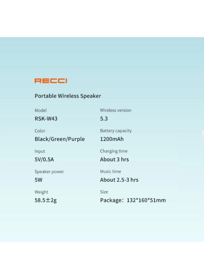 Recci Mini Bluetooth Portable Wireless Speaker RSK-W43